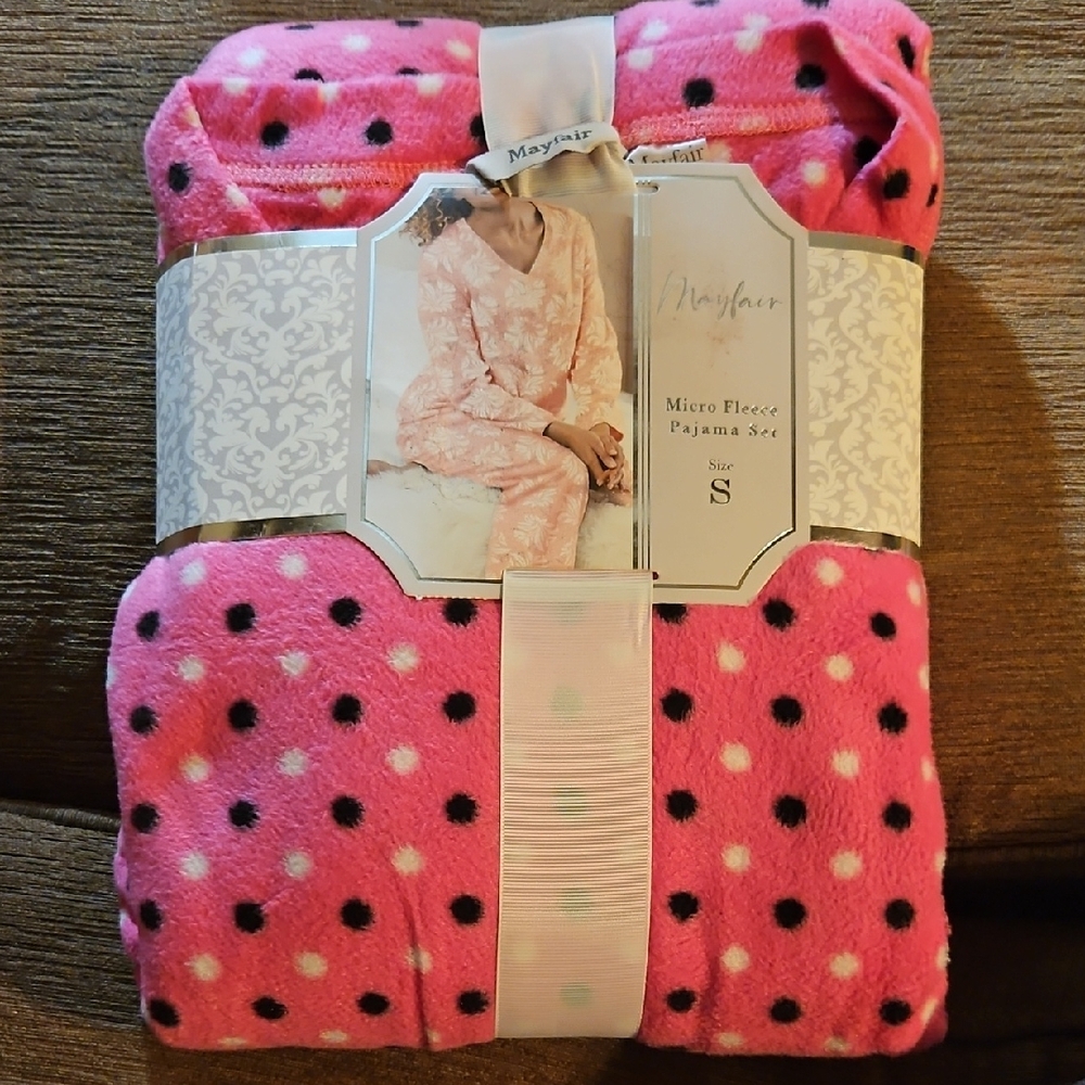 Pink and Black Polka Dot Micro Fleece Pajama Set